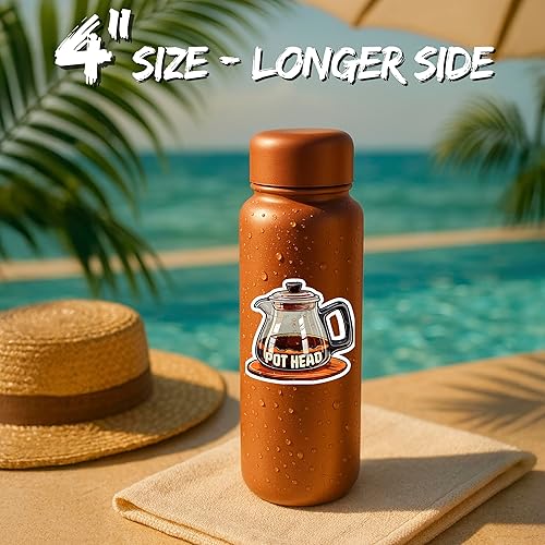 Miniatura 4 de Calcomanía de café Pot Head de 4 pulgadas, juego de palabras de taza de cafeína, calcomanía de vinilo impermeable para laptop, botella de agua, vaso