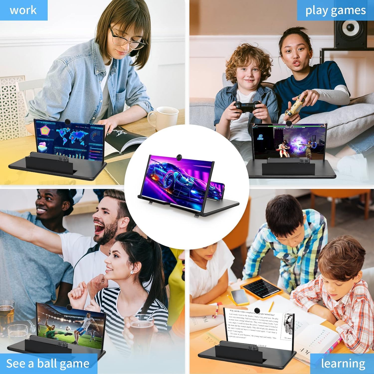 18 Zoll Handy Bildschirm vergrößerer,Bildschirm Lupe Handy, 3D HD Handy Bildschirmlupe Vergrößerung, Anti-Blaulicht Bildschirm Lupe für alle Smartphones für das Ansehen von Filmvideos