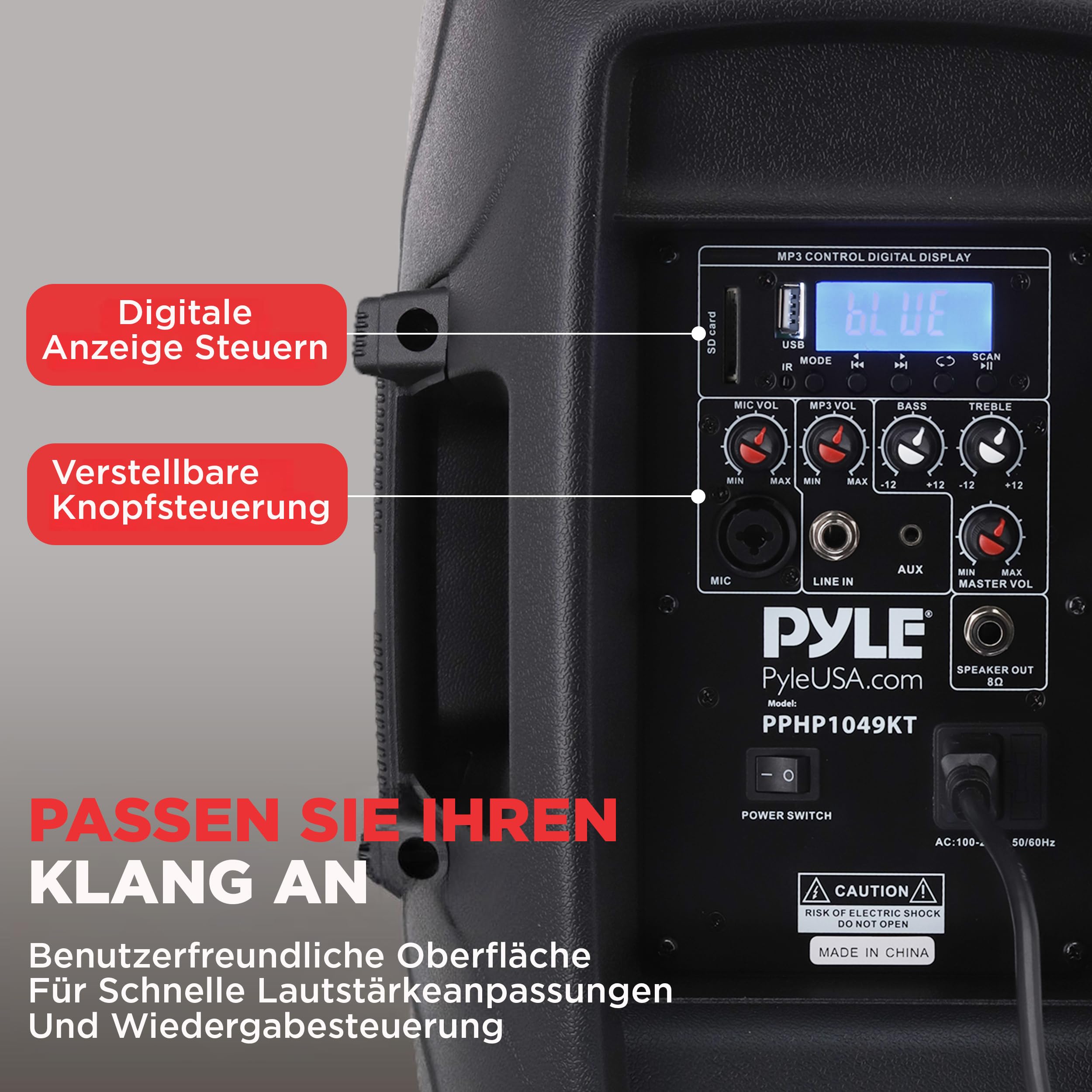 Pyle PA Anlage 1000W Komplettset Lautsprecher mit Mikrofon Bluetooth Partybox DJ Lautsprecher 2 Boxenständer USB SD MP3 AUX Fernbedienung Aktiv Passiv