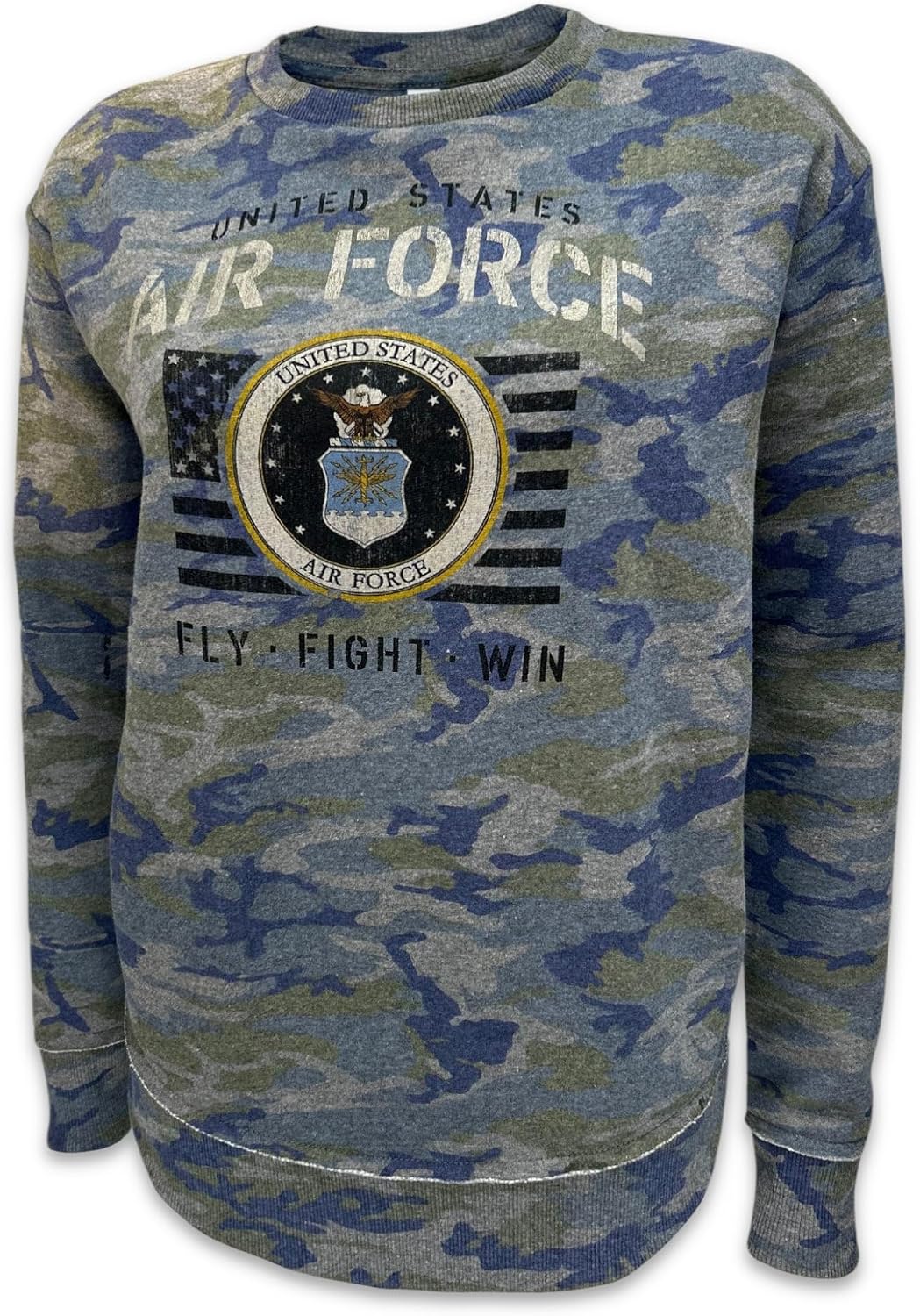Armed Forces Gear Air Force Ladies Vintage Stencil Crewneck (Camo)