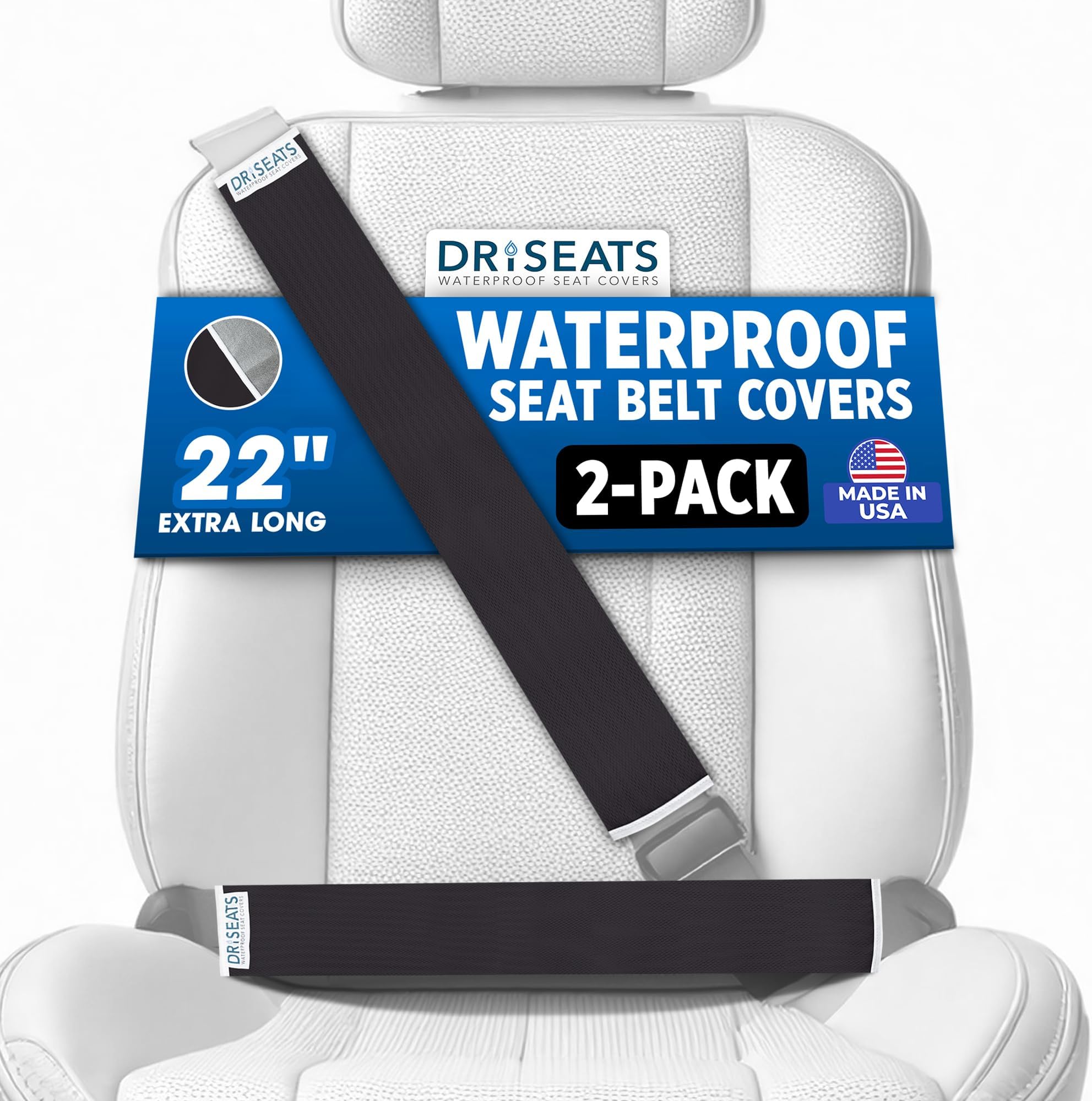 Dri Seats Waterproof Seat Belt Cover – 22" Sweat Sleeves with Reclosable Fast...