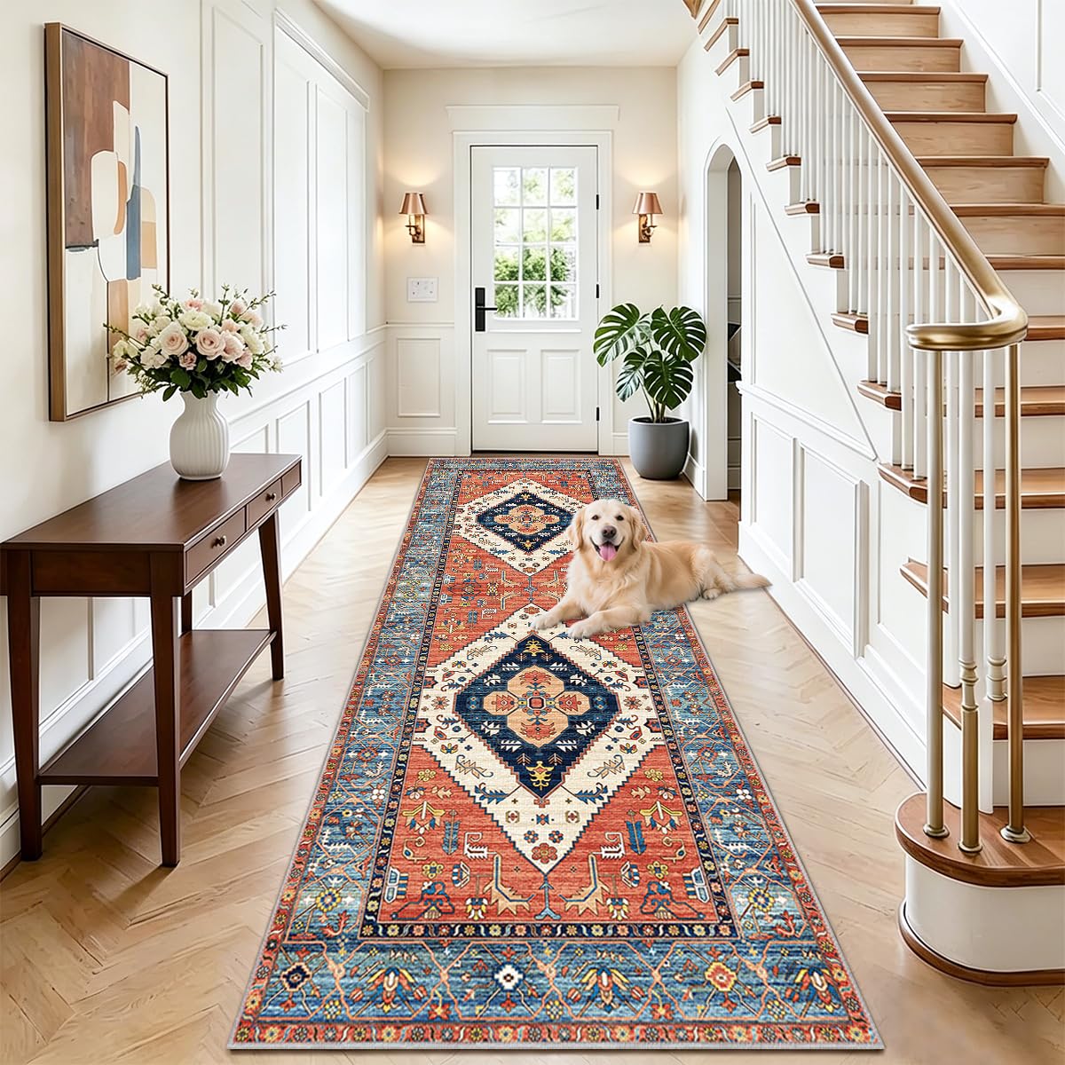 AYHSMNOU Rug Runner Long 40 x 220cm Hallway Kitchen Non-Slip Washable Rug Mats Modern Design Kitchen Runner Purple Kitchen Rug Sold by the Metre Dining Room Bedroom Living Room Dirt Trapper Mat — image 1