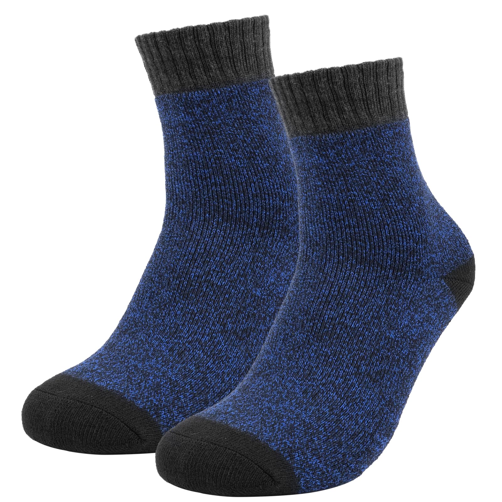 Fachoi Unisex Blue Black Thermal Socks For Women Men, Winter Wool Socks Breathable Warm Thick Knitting Socks For Cold Weather Walking Hiking Work F4-Psymw (Blue Black)
