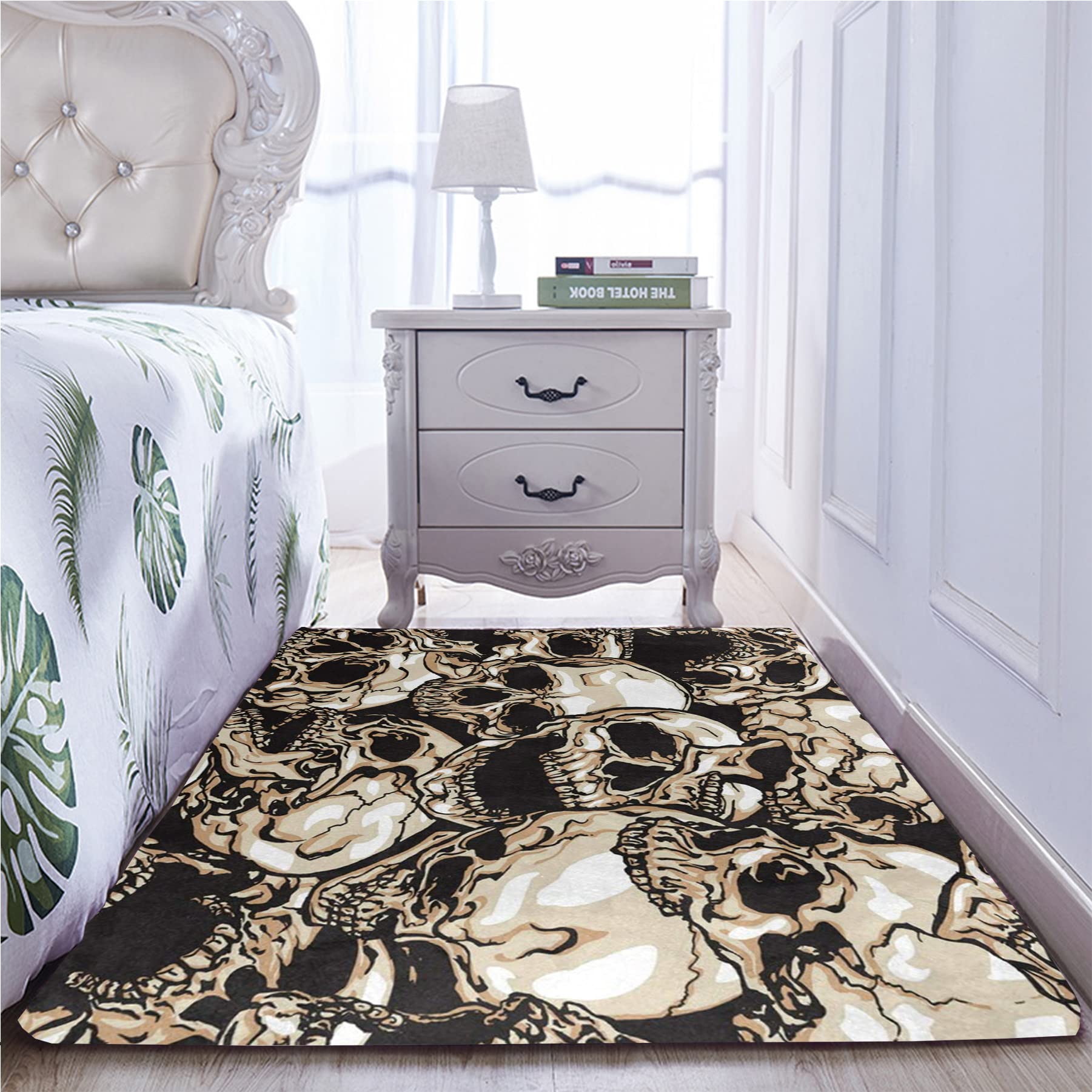 Tapis Tête De Mort Gothique Vintage - 1,8x2,4 M, Antidérapant, Lavable Machine, Décoration Salon/chambre