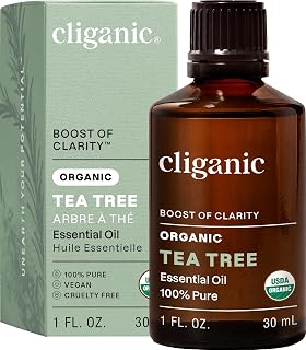 Cliganic USDA Organic Tea Tree Essential Oil 100% Pure Natural Non-GMO Vegan for Aromatherapy Diffusers & DIY