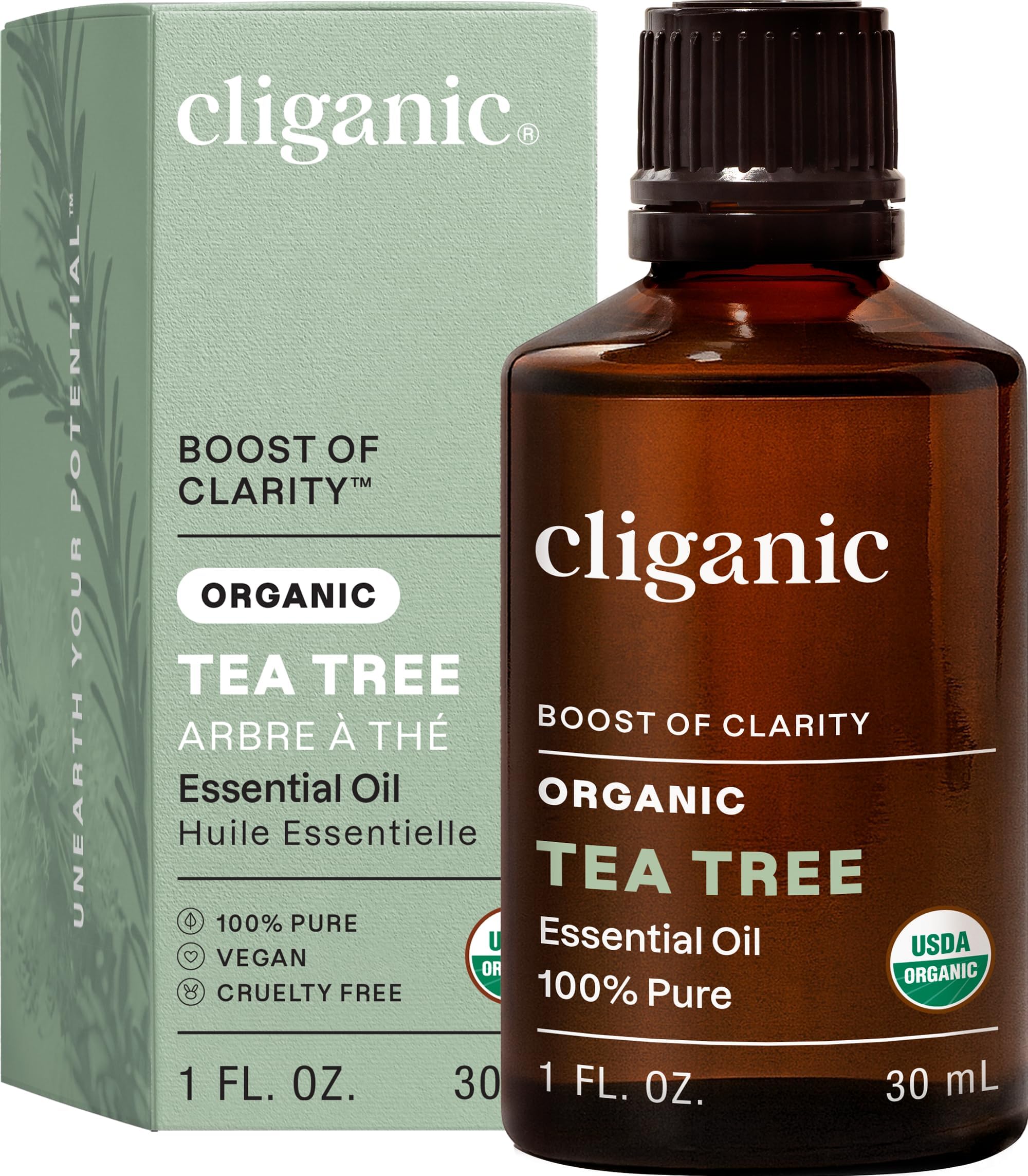 Cliganic Organic Tea Tree Essential Oil, 100% Pure Natural, for Aromatherapy | Non-GMO Verified (Packaging May Vary)