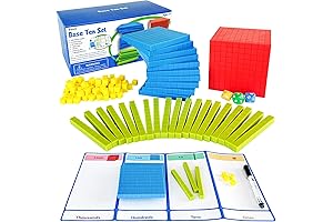 136 Piece Base Ten Blocks for Kids Math, Place Value Counters for...