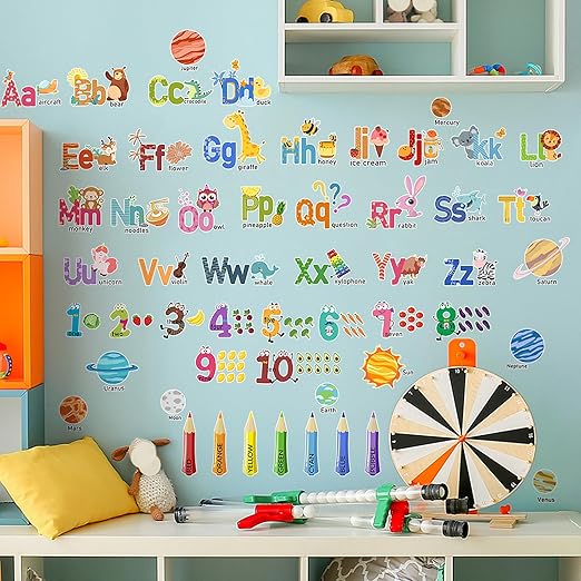 Alphabet Wall Decals for Toddler Room Decor, Animal Letters