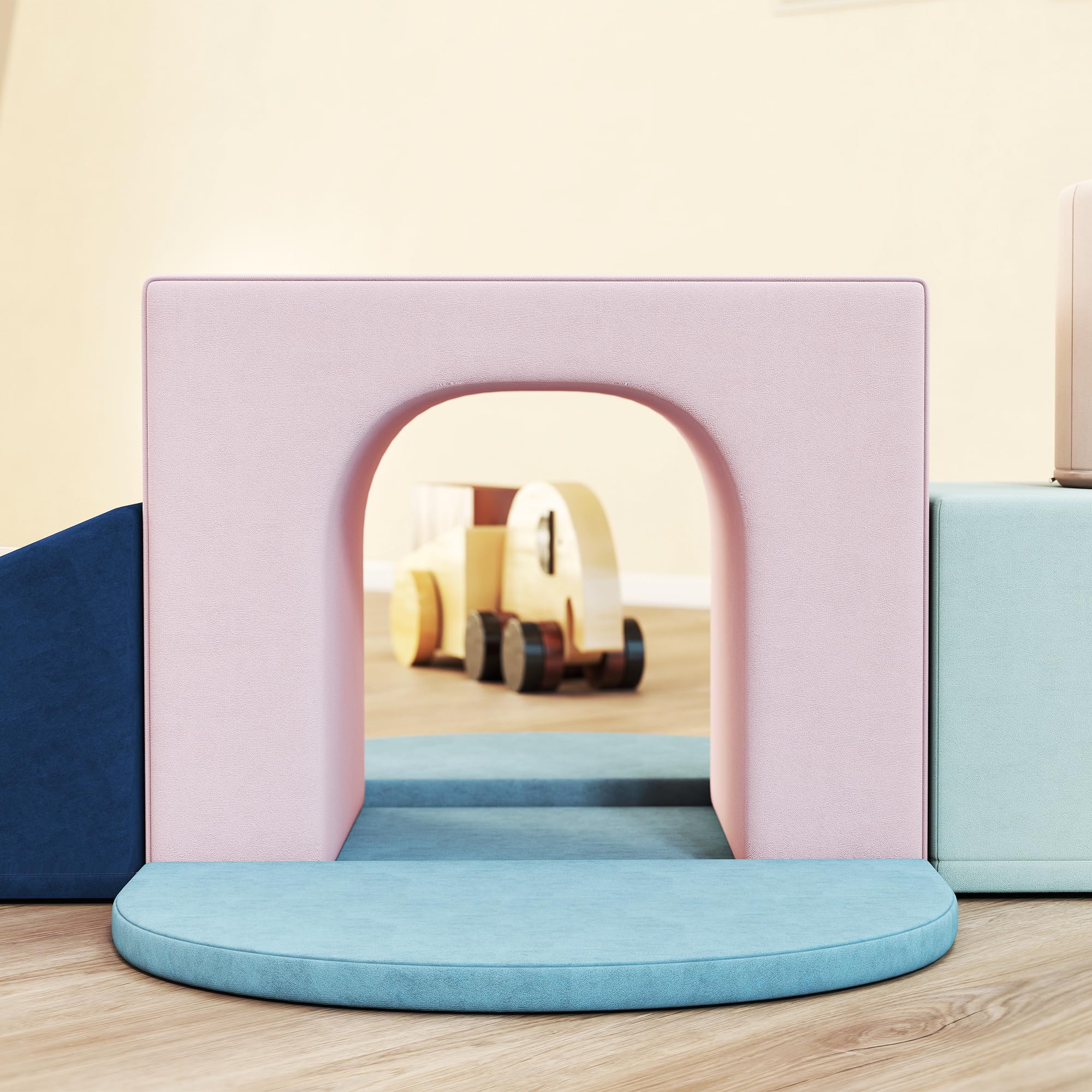 AIYAPLAY Juego de 8 Bloques de Espuma para Niños Escalar Gatear Multicolor | Bloques de Psicomotricidad, Fundas de Terciopelo Desmontables, Set de Escalada Interior