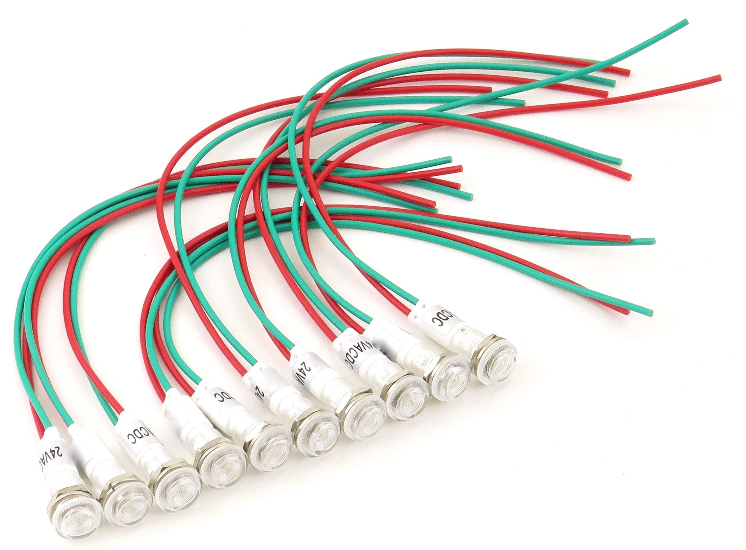 (10) YC-9WRT-23W-24-10 YuCo CE Listed 9mm Compact Panel Mount Indicator LED Pilot Light White 24V AC/DC