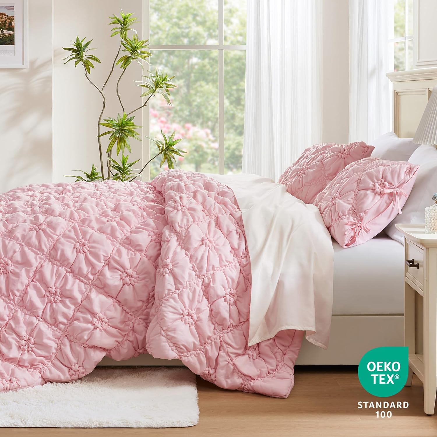 Intelligent Design Twin Comforter Set – Pink Lily Puffy Floral Shabby Chic Boho Bedding for Girls, Ultra-Soft, Lightweight & All-Season, Twin - Image 5