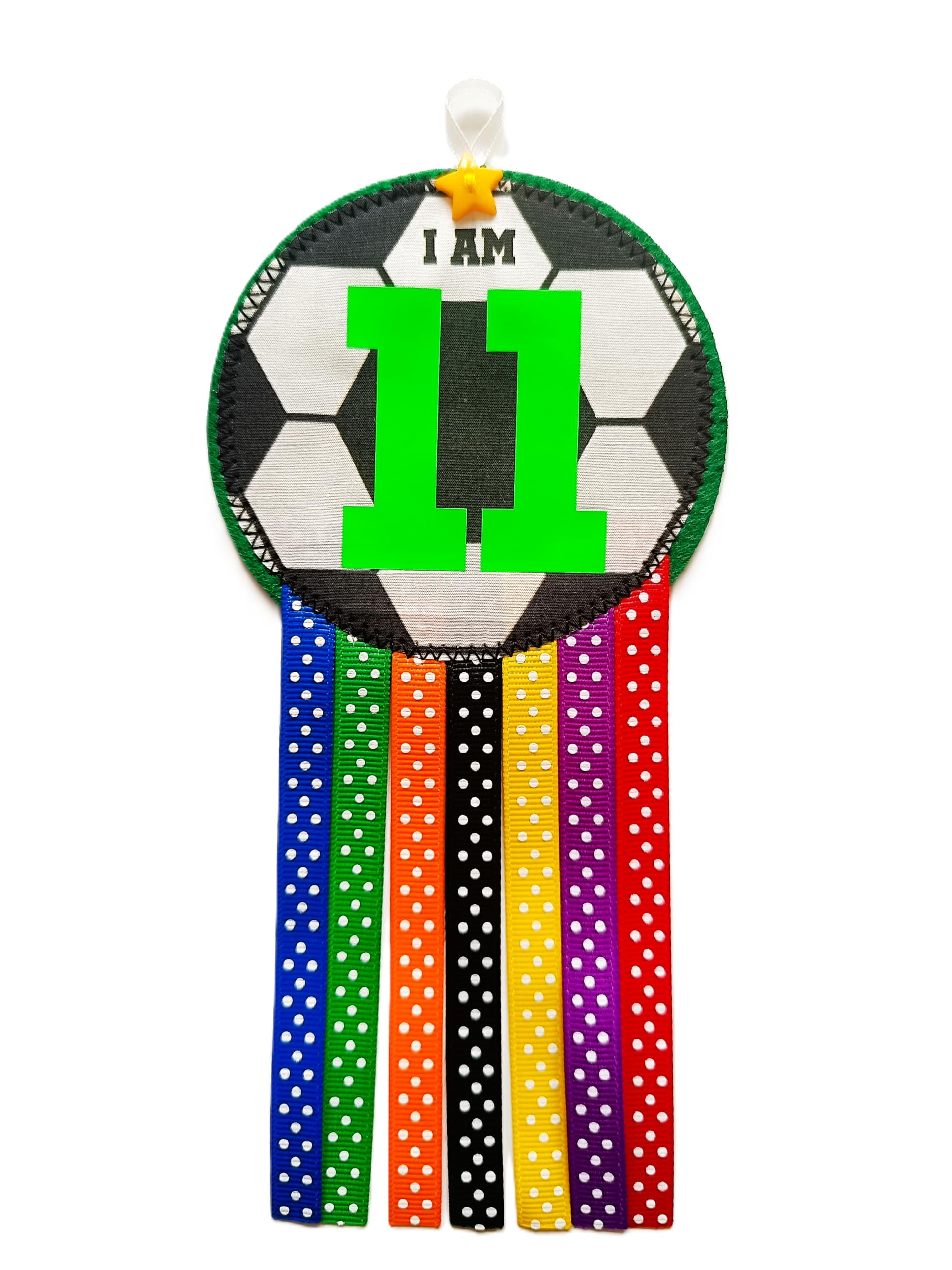 Ditsy Rosettes Football Birthday Rosette Badge with Greeting Card, Multicolour, Ages 5-11, Unisex Children Party Gift (Age 11)