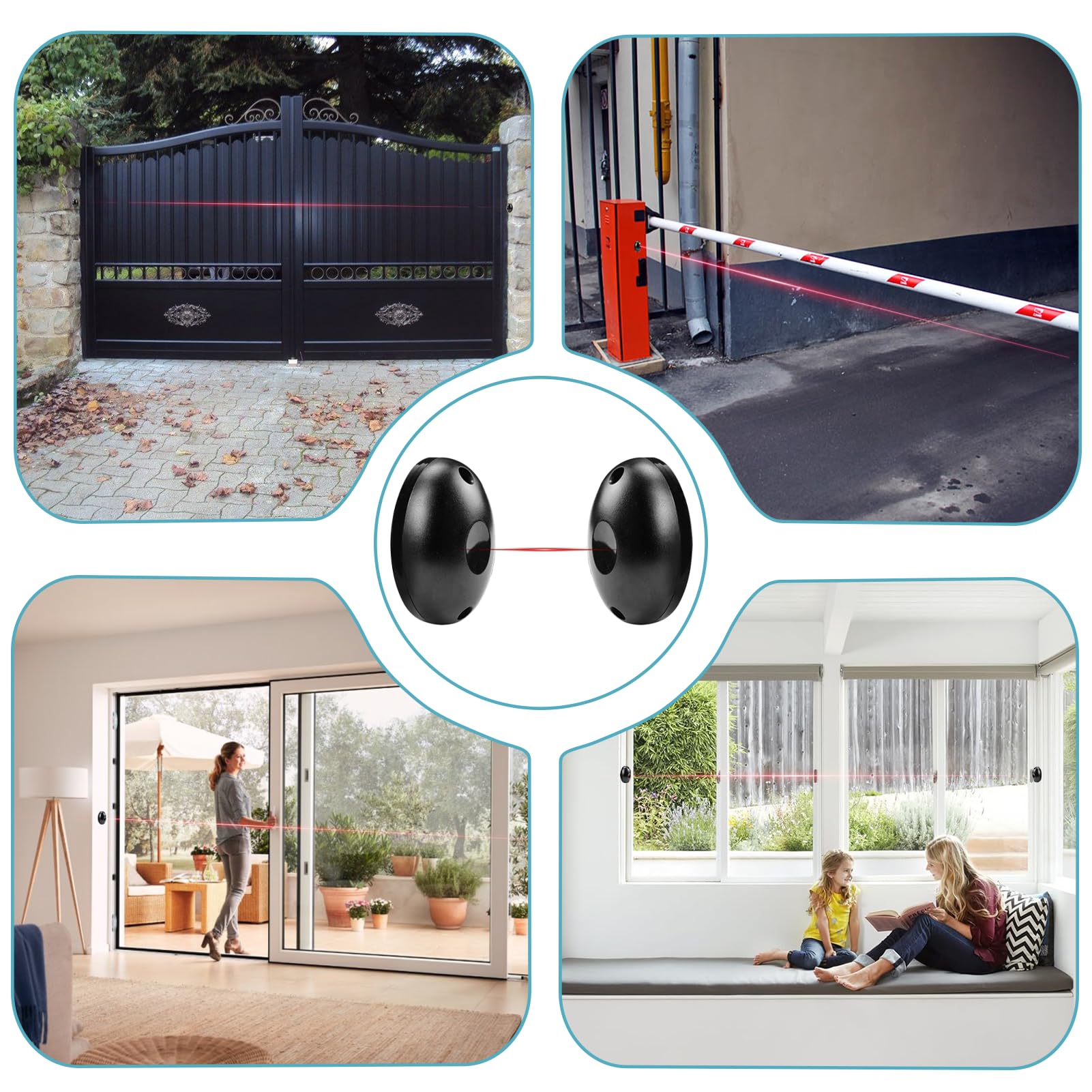 Fotocelula Puerta Garaje, Par de Fotocélulas Infrarrojas Universales 12/24V AC DC, Sensor Puerta Garaje para Puertas Cancelas Correderas Portones Cocheras Automaticas, Alcance de 20M