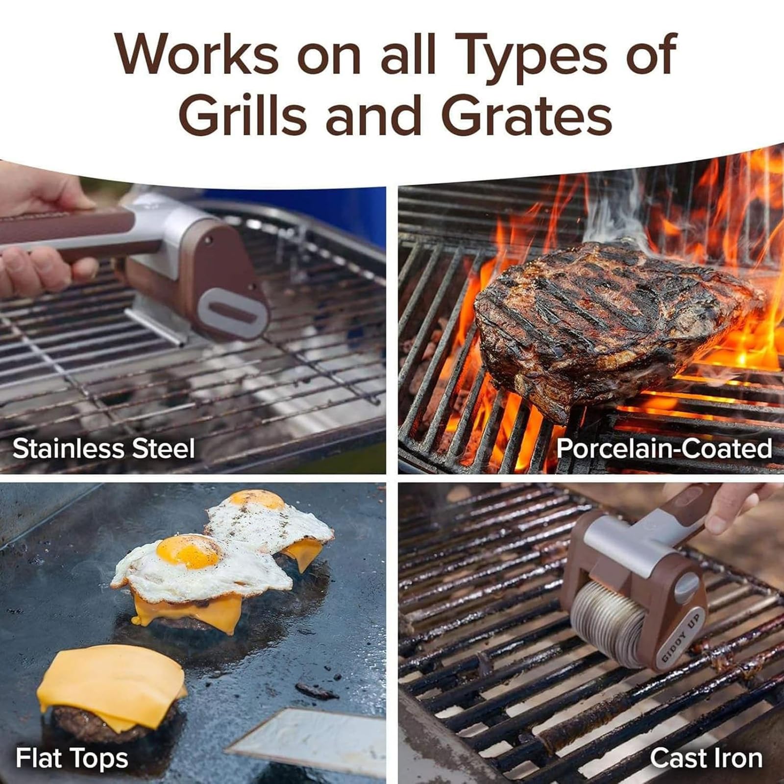 Pulitore elettrico per grill, spazzola rotante senza fili, rullo in acciaio inox per barbecue all'aperto, ad alta velocità, 350 giri/min, confezione da 2