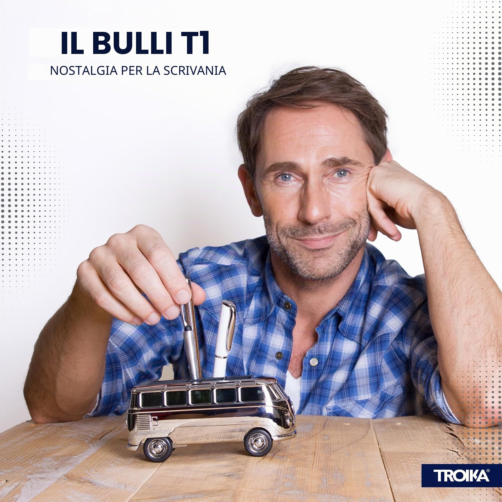 Troika Fermacarte cromato a forma di VW COMBI T1
