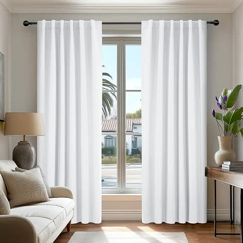 Deconovo Room Darkening Curtains for Living Room, Pure White Light