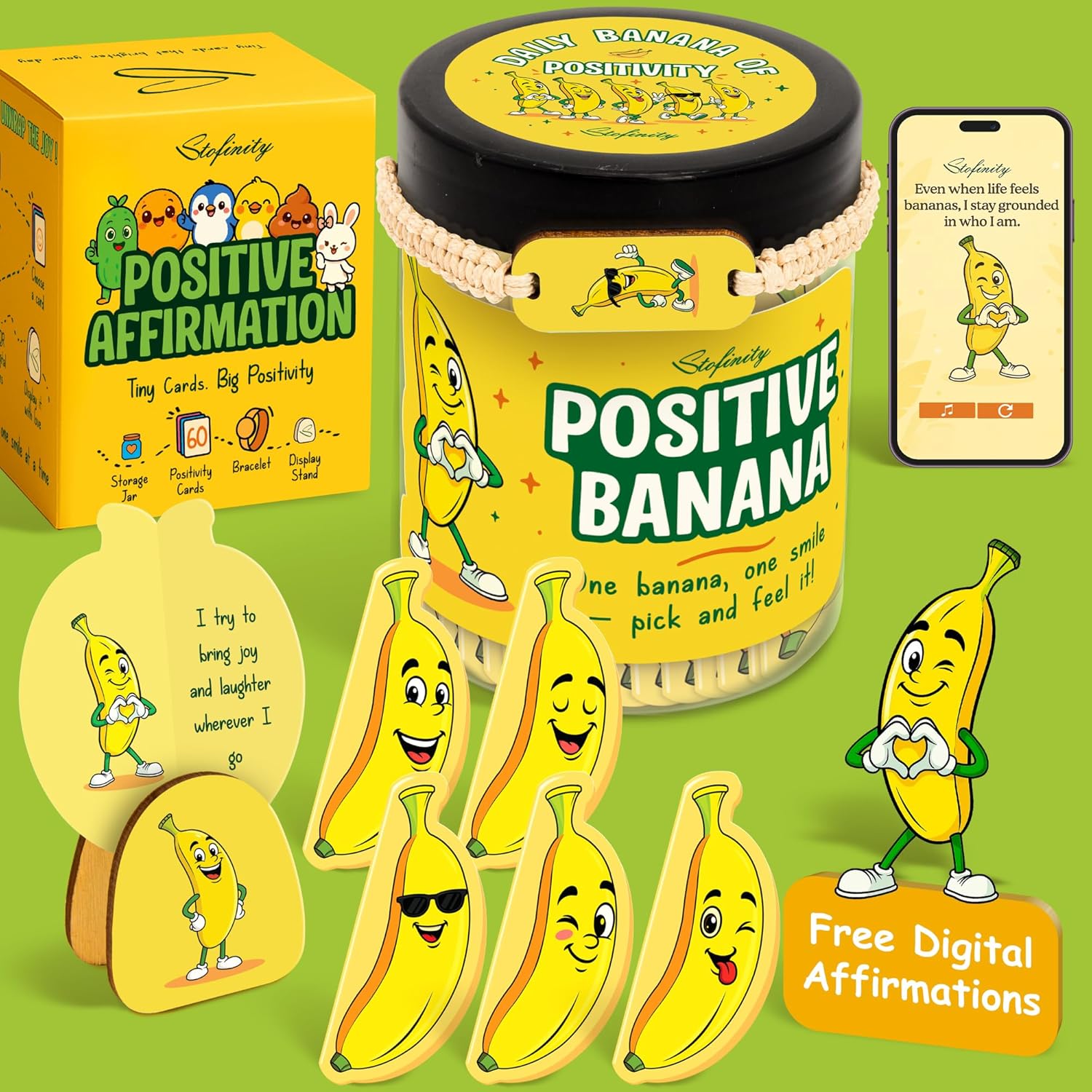 Funny Banana Gifts - Positive Affirmation Cards For Women, Cute Friend Birthday Gifts For Women, Inspirational Cards For Friends, Coworkers, Girlfriend, Boyfriend