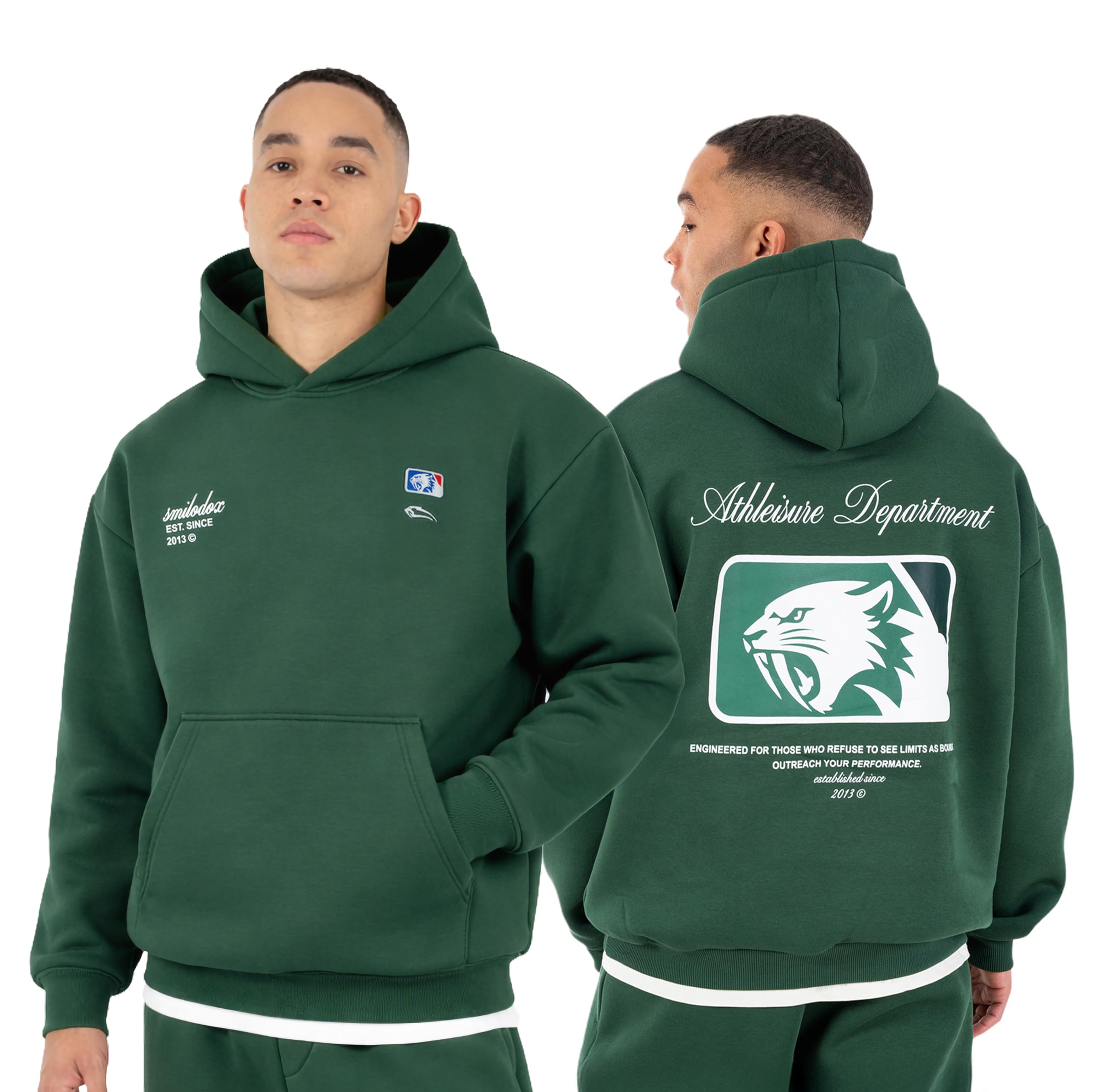 SMILODOX Hoodie Herren Striver, Oversized Kapuzenpullover mit Kängurutasche und Backprint, Pullover mit Rippbündchen, Streetwear, Baggy Fit, Casual Fit, Sportbekleidung für Gym & Freizeit