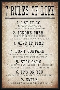 7 Rules of Life Motivational Poster for Men & Teens - Inspirational Wall Art for Office, Classroom, Bedroom- 11x17 Laminated & Positive Inspirational Quotes Print for Home or Office Decor - Unframed