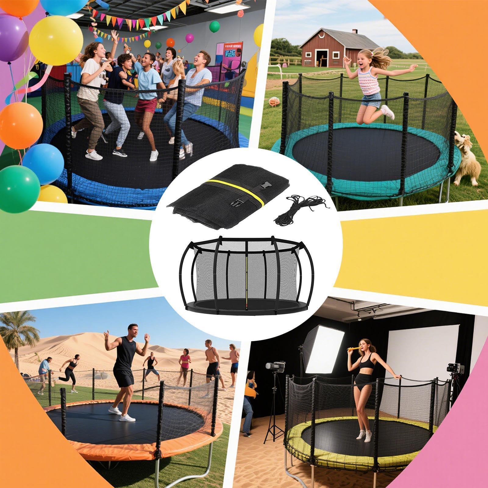 Red De Cerramiento Para Cama Elástica Vallas Resistentes a la Intemperie | Red Recambio Para Cercado Cama Elástica en Exteriores Patio Jardín Hogar Parque y Zona Juegos Infantil