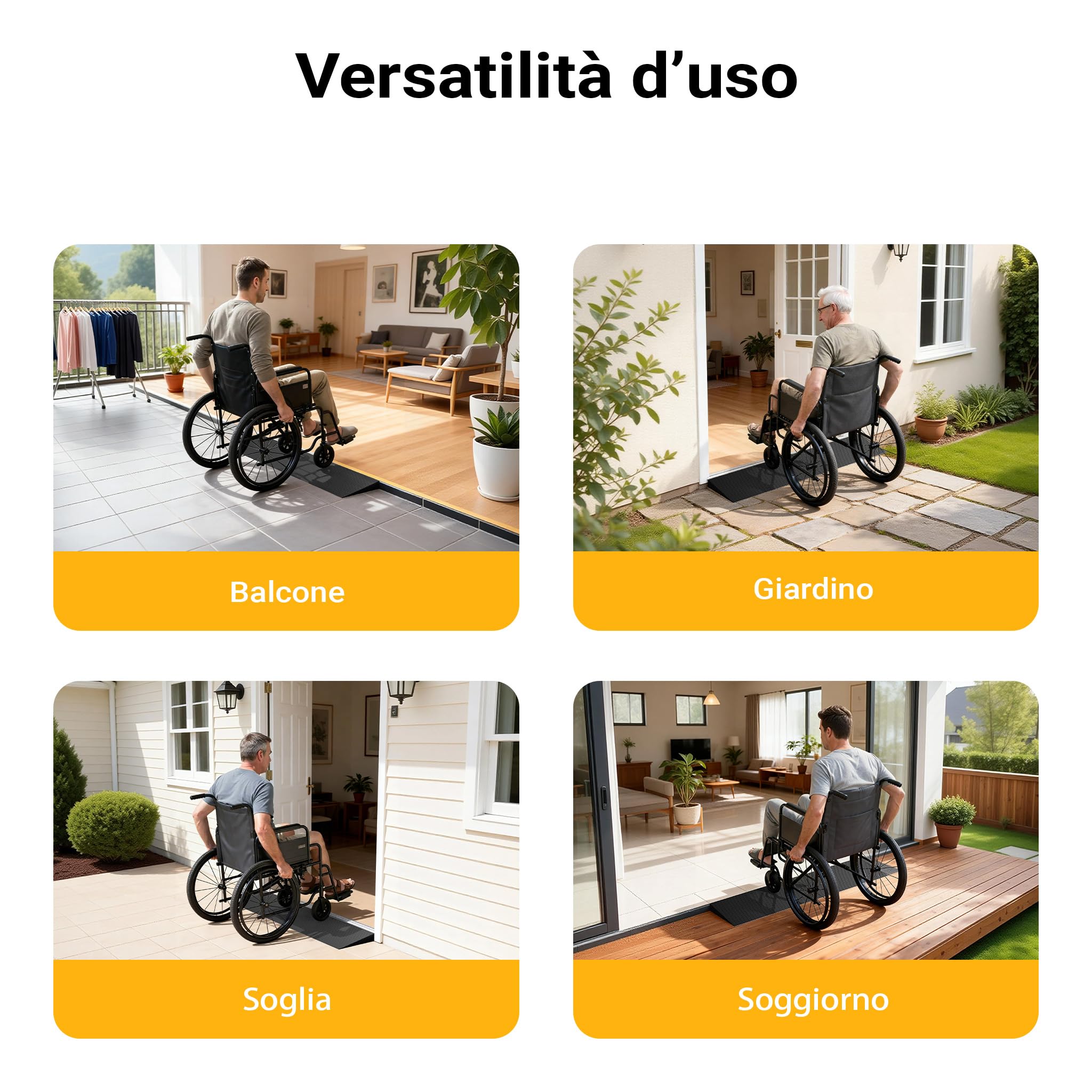 Rampa per soglie 30x200x900mm per sedie a rotelle e deambulatori In gomma con superficie antiscivolo