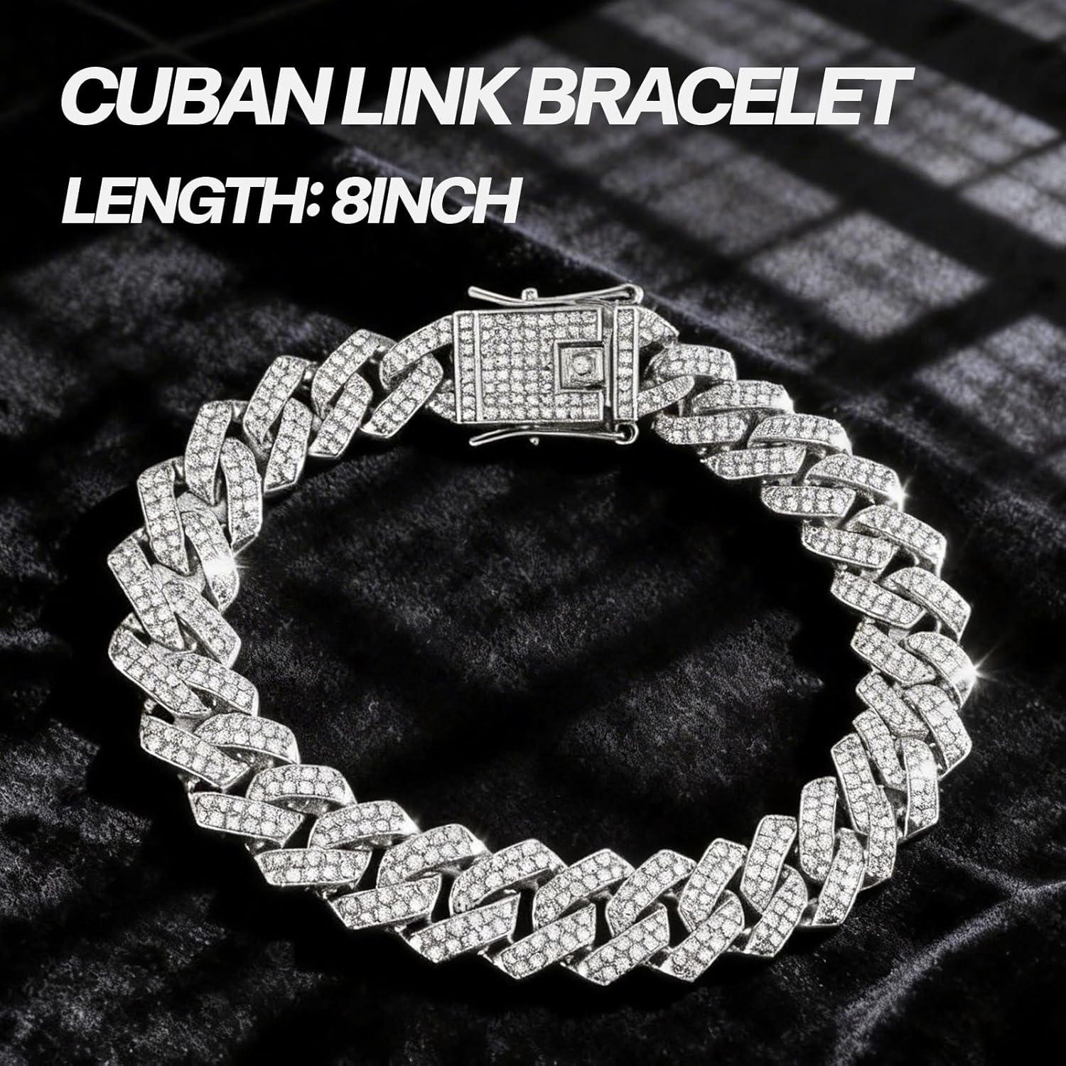 2 Pcs Cuban Link Chain Set for Men Necklace Cuban Bracelet for Women Hip Pop Gift Silver - Image 4