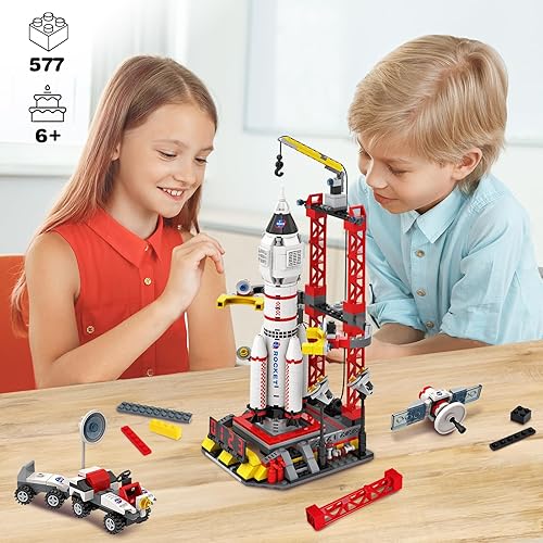 Miniatura 2 de WishaLife City Space Exploration Rocket Toy - Juegos de bloques de construcción para niños de 6, 7, 8, 9, 10, 11, 12 años, Mars Rover, lanzador,