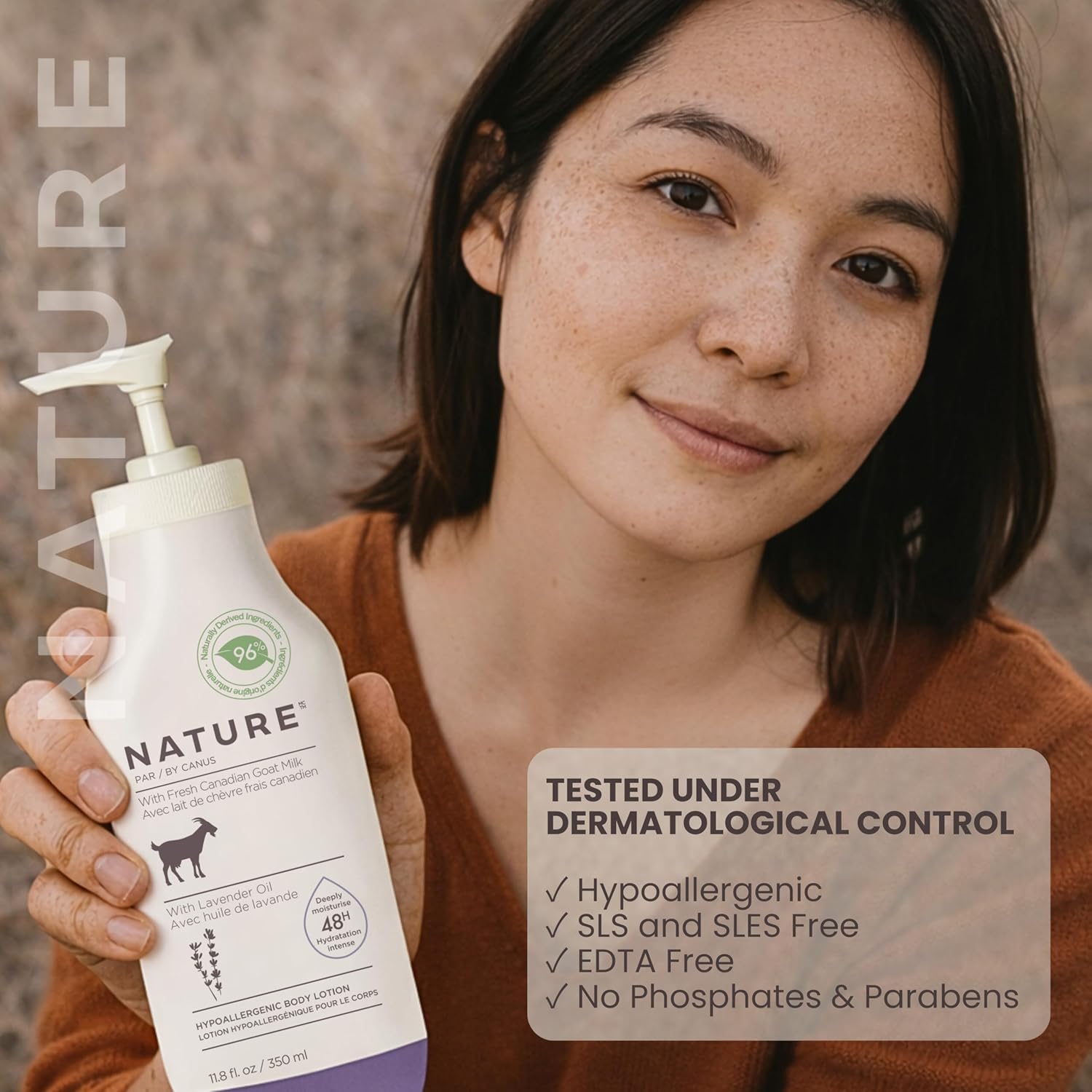 Nature by Canus Creamy Body Lotion, SHEA BUTTER, 11.8 Oz, With Smoothing Fresh Canadian Goat Milk, Vitamin A, B3, Potassium, Zinc, and Selenium