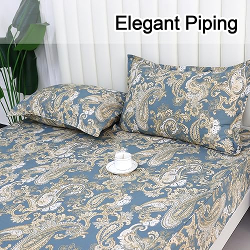 Miniatura 4 de Juego de sábanas de algodón egipcio ultrasuave y transpirable con sábana bajera de bolsillo profundo, sábana encimera y fundas de almohada, 4