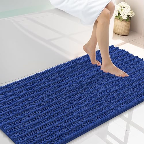 Miniatura 268 de Smiry Alfombras de Baño 24 x 16 pulgadas, Tapetes de Baño de Chenilla Extra Suaves y Absorbentes, Respaldo de Goma Antideslizante, Lavable a Azul