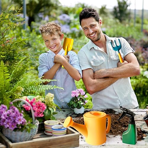 Miniatura 6 de Juego de herramientas de jardinería para niños, incluye pala, rastrillo y paleta, guantes para niños, sombrero, bolsa de mano, botella de spray,