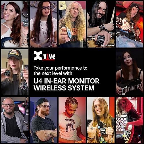 Miniatura 6 de Xvive U4R2 Sistema de monitor inalámbrico intrauditivo transmisor y 2 receptores personales IEM para estudio, ensayo de banda, actuación en vivo