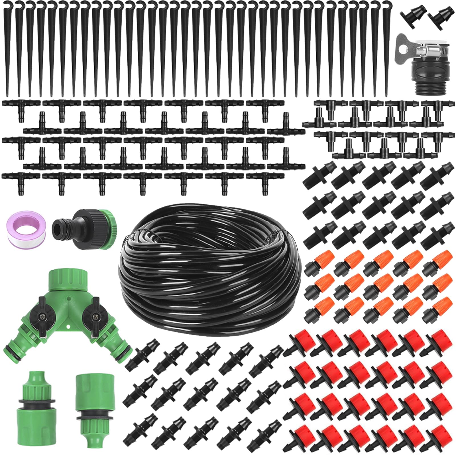 AstraLoom Kit di 159 micro irrigatori automatici fai da te, kit di irrigazione a goccia da 40 m, per piante interne ed esterne, prato, giardino, serra, facile installazione e risparmio idrico