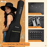 Vista 5 de Funda para Bajo Eléctrico con Acolchado de 7mm, Impermeable, Bolsa para Bajo Eléctrico con Correa para el Cuello y Bolsillos, Negra