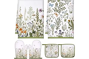 Leinuosen Floral Kitchen Towels and Oven Mitt Sets