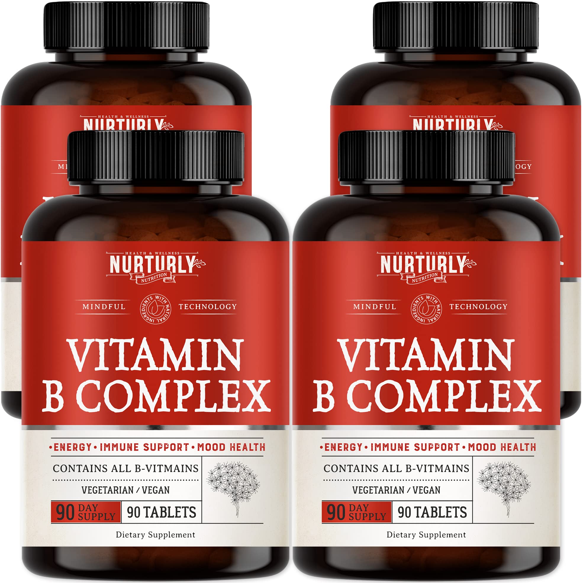 Vitamin B Complex - Contains All Essential B Vitamins - B1, B2, B3, B5, B6, B7, B9, B12 and Biotin -