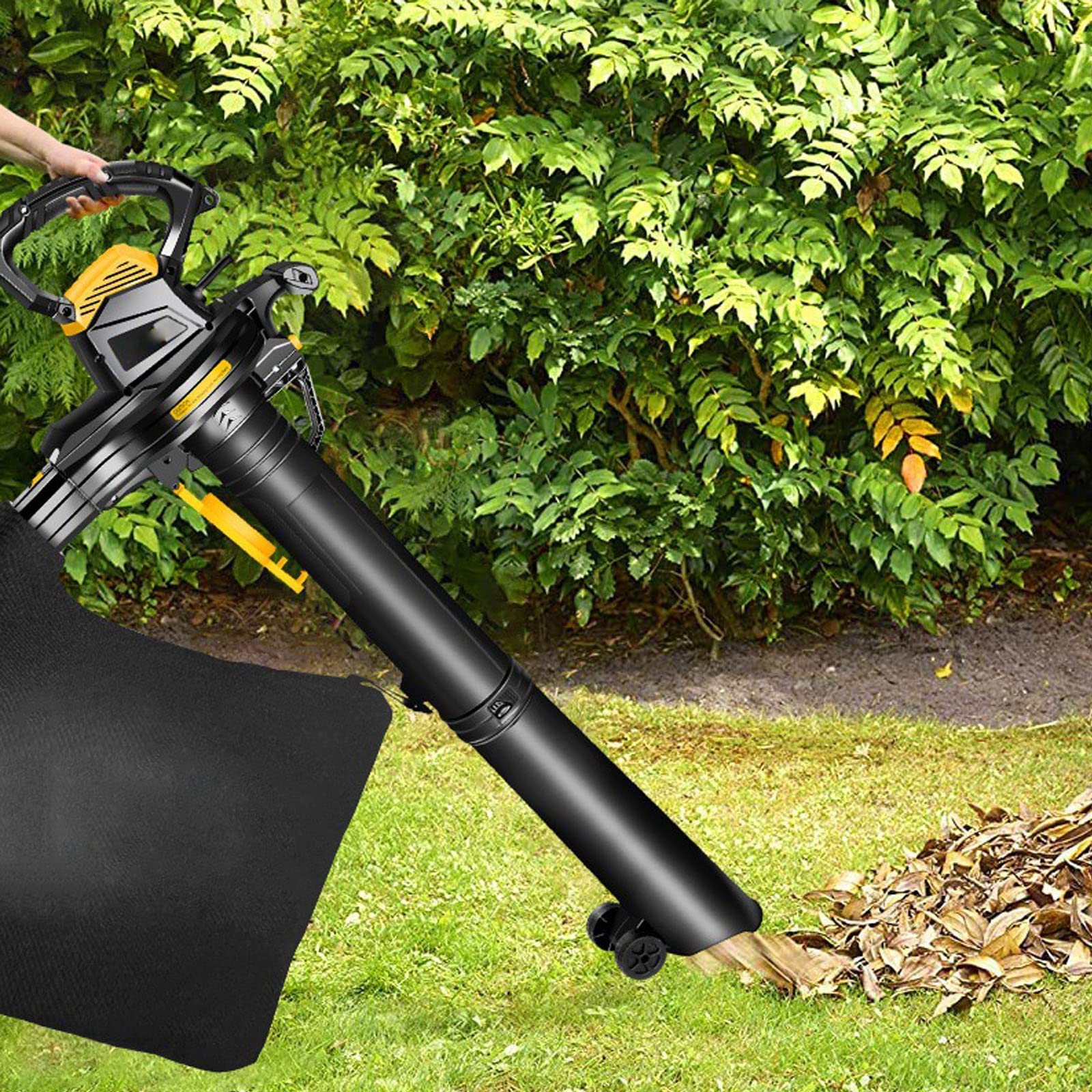 Soplador de Hojas de 3800W, Aspirador de jardín eléctrico multifunción 3 en 1 con 6 Variables y Bolsa recolectora