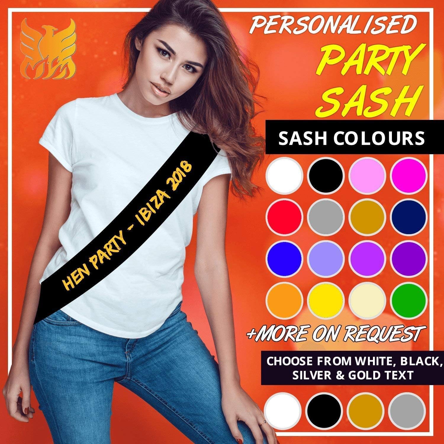 HerbyDesigns Personalised Party Sash, Perfect for Birthday, Stag and Hen Parties