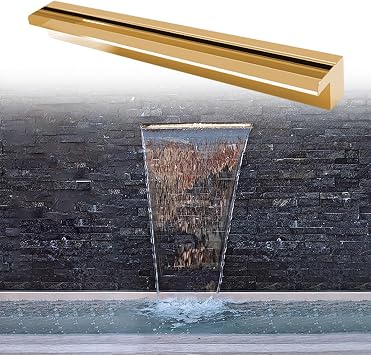 SRNSAEB Outdoor Waterfalls for Backyard/Deck/Patio/Spa/Aquarium, Custom Water Feature Spillways 84" 72" 60" 48" 32" 20" 16" 8" Extra Large, Garden Waterfall Spout KitGold,36in/91.4cm