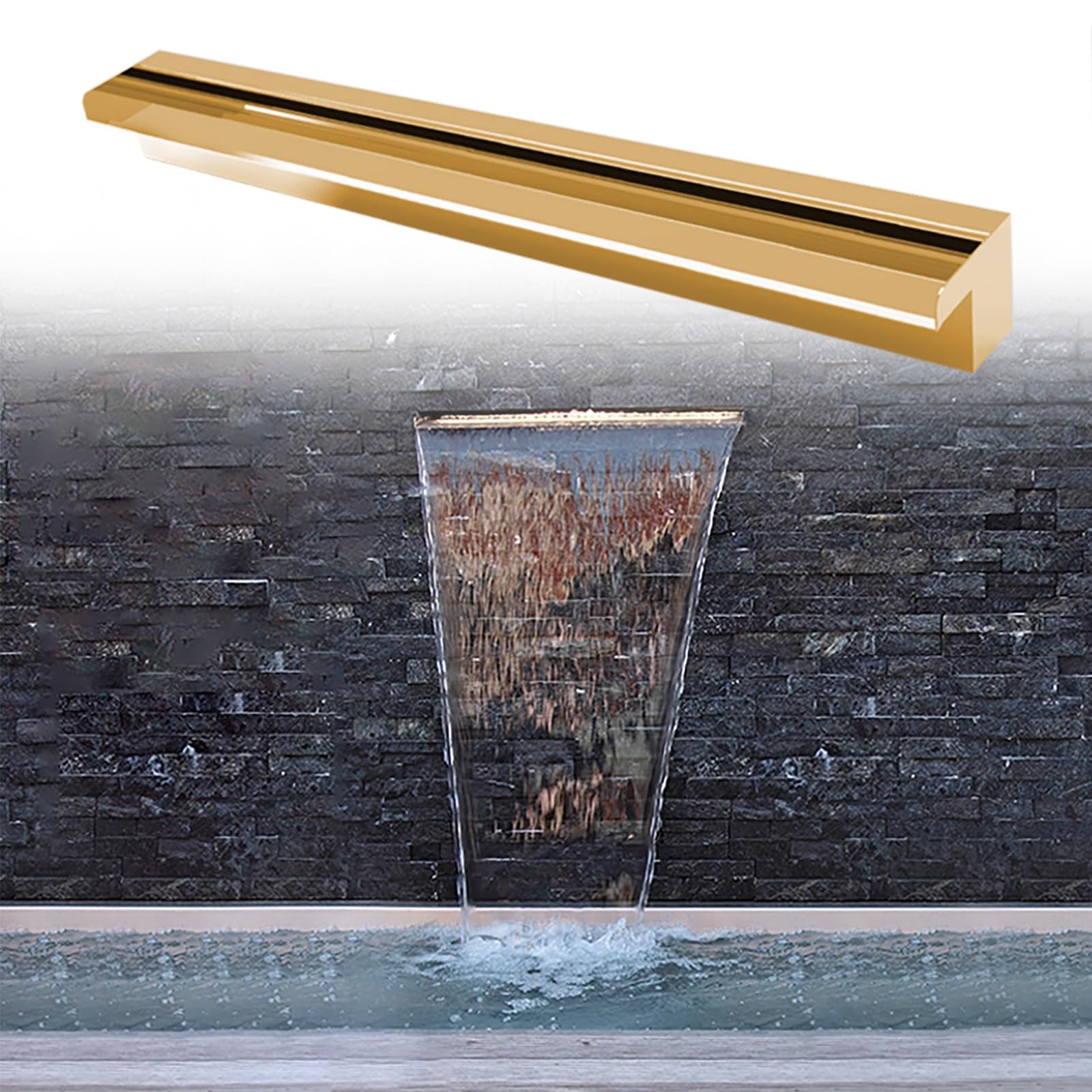 Kit de cascade sur mesure pour jardins et terrasses extérieures - Installation facile d'un élément aquatique pour spas, embellit votre aménagement paysager grâce à un design durable et éléga