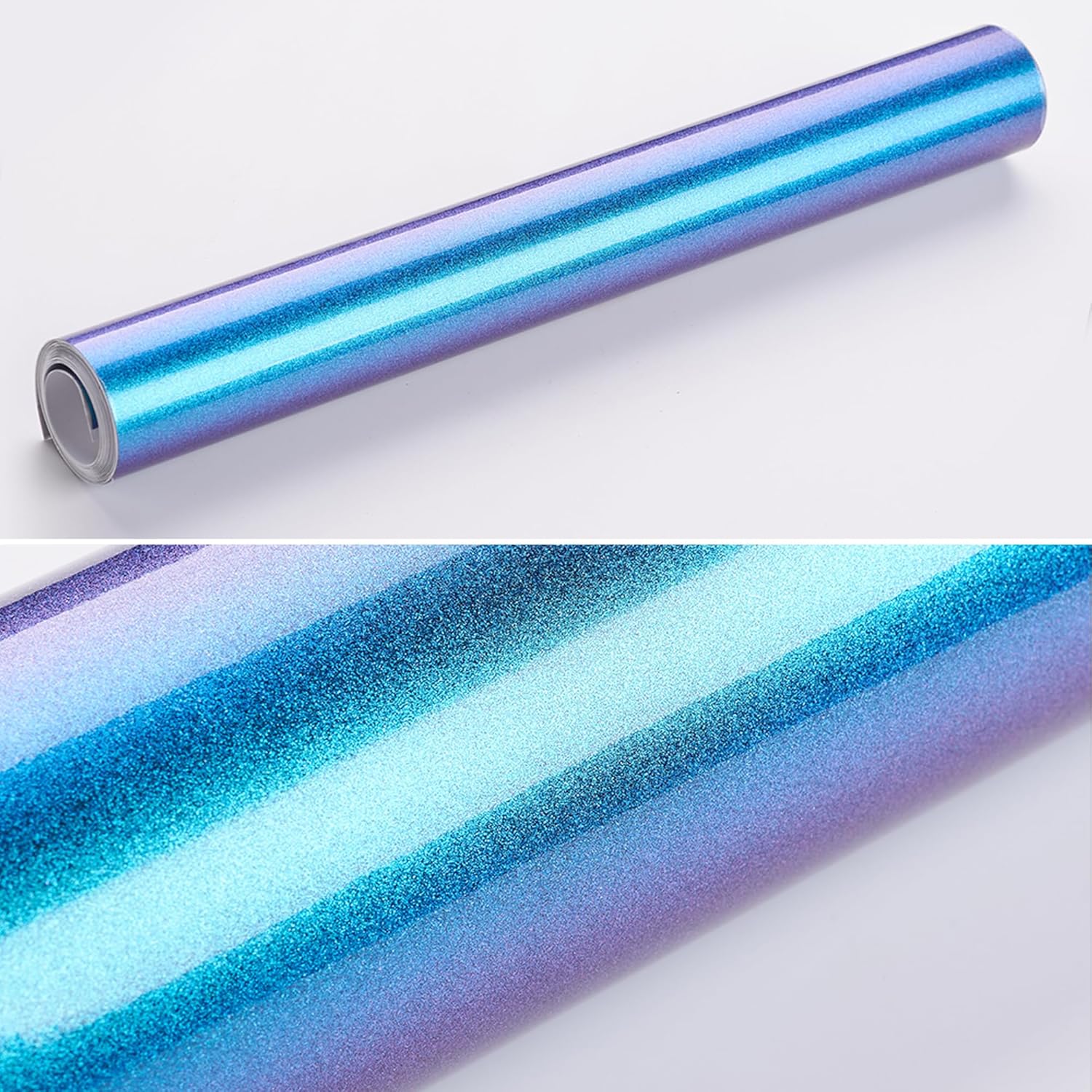 Chameleon Metallic Purple to Lake Blue Car Vinyl Wrap Glossy Sparkling Diamond Purple Blue Color Change Vehicle Vinyl Film Air-Release Adhesive Roll, 59.84" x 59.84"