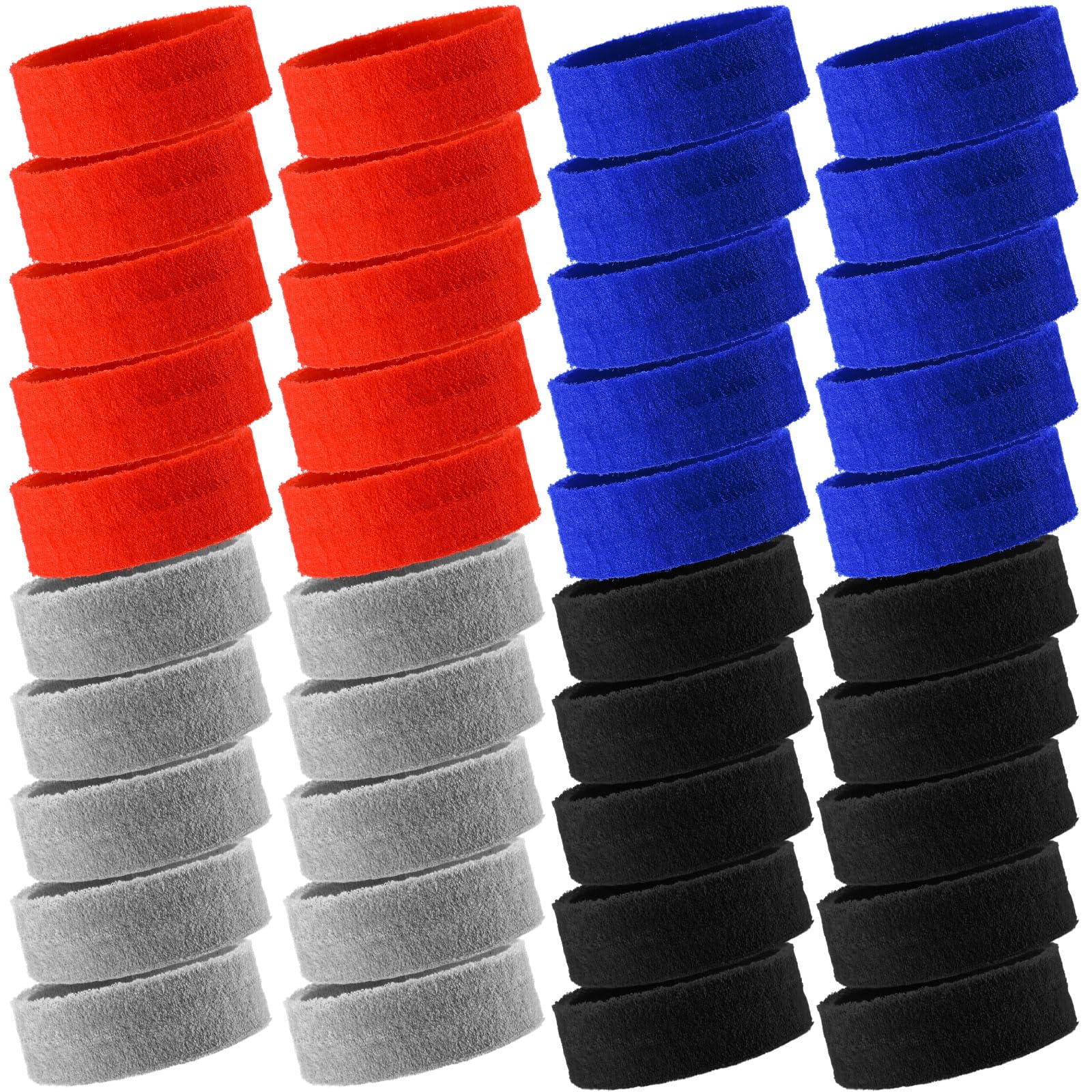 WILLBOND 42 Pcs Sports Sweatbands Sweat Headband for Kids Colorful Basketball Sweatband Cotton Terry Cloth Headband for Youth Athletic Soccer Brace Yoga Outdoor Activities(Dark Color)