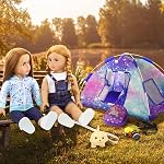 ZITA ELEMENT 5 Éléments 18 inch Poupées Ensemble de tentes de camping et accessoires incluant tente de poupée fille, sac de couchage, sac à dos, appareil photo pour jouets et chien