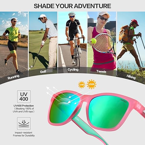 Miniatura 5 de Jefoo Gafas de sol deportivas polarizadas para mujeres y hombres, para correr, estilo retro, a la moda, protección UV400, sin enredos