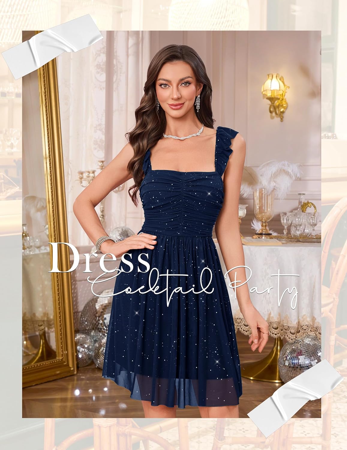 Wedtrend Sparkly Homecoming Dresses for Teens Ruffle Strap 80s Dress Short Cocktail Dresses - Image 5