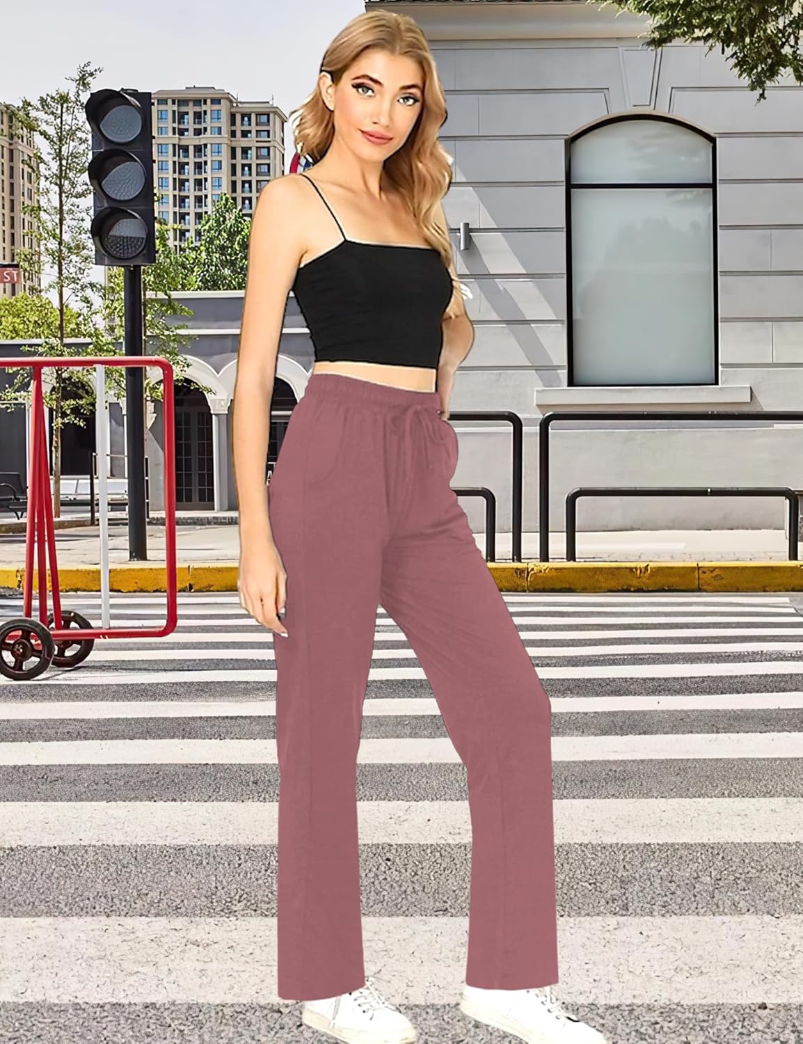 DIBAOLONG Womens Yoga Pants Wide Leg Comfy Drawstring Loose Straight Lounge Running Workout Legging - Image 3