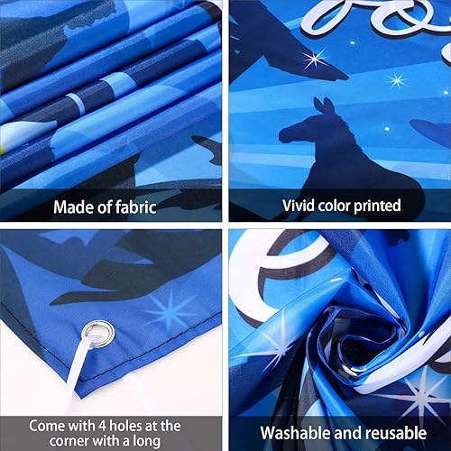 Miniatura 3 de Pancarta de 6 x 13 pies para puerta de garaje de Santa Natividad, para exteriores, grande, escena de pesebre de Navidad, telón de fondo religioso,