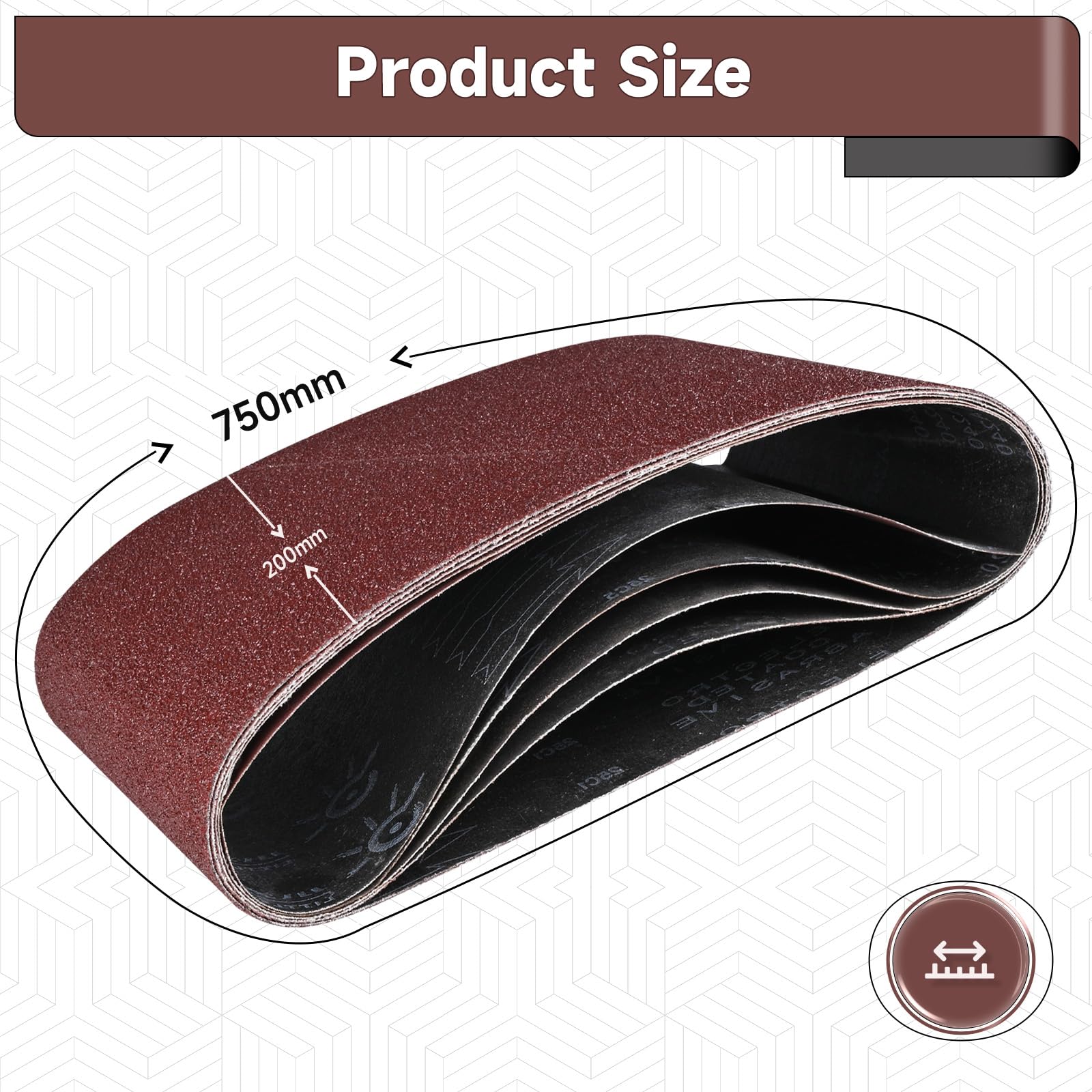STEBRUAM 5PCS Sanding Belt 200 x 750 mm,40/60/80/120/240 Mixed Grit - Image 2