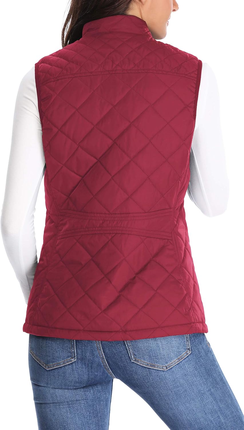 MISS MOLY Women Lightweight Quilted Padded Vest Stand Collar Zip Up Front Gilet Quilted - Image 2