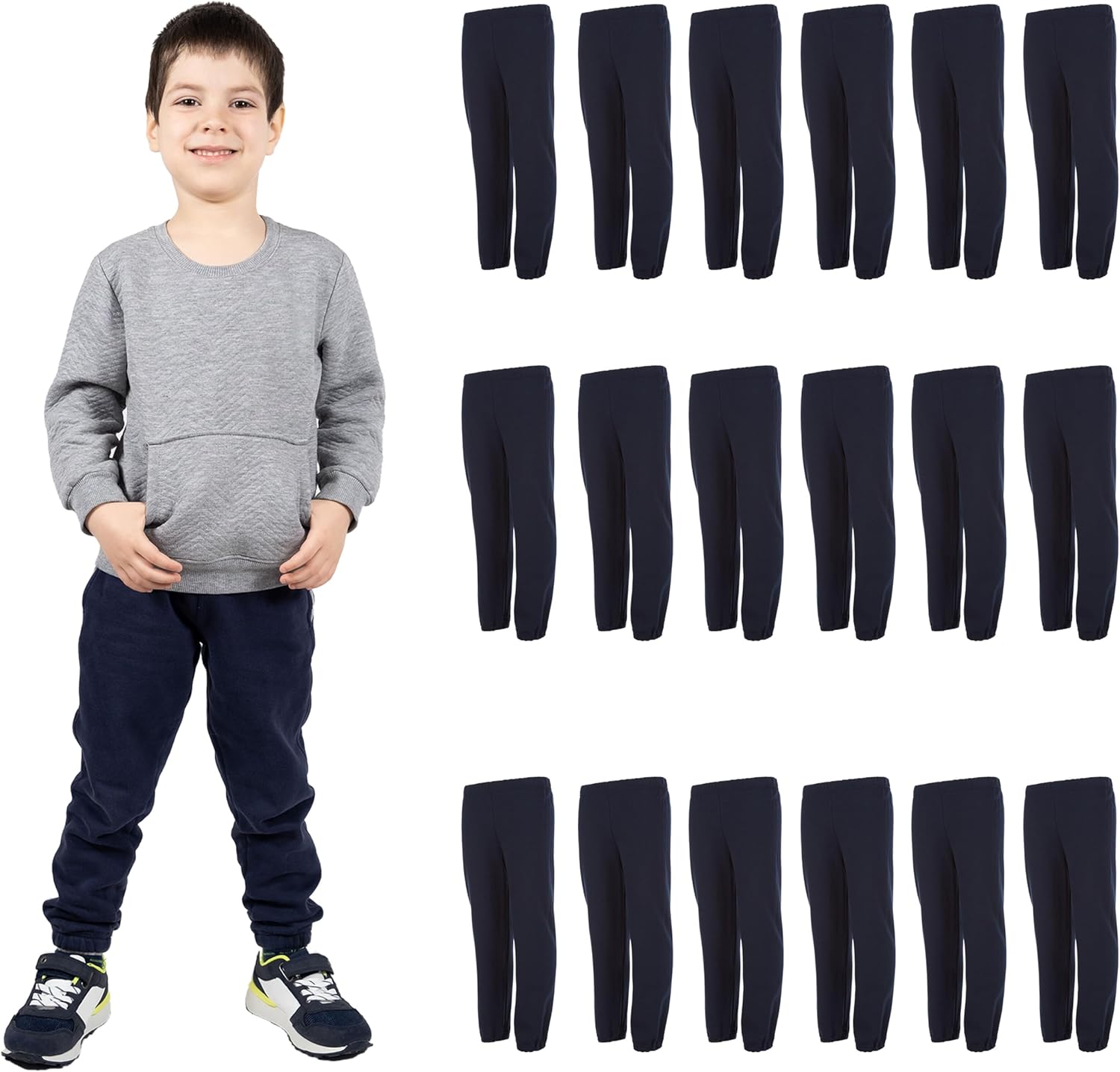 Yacht & Smith 18 Pack of Boys Jogger Bulk Sweatpants, Comfy Lounge Joggers for Kids